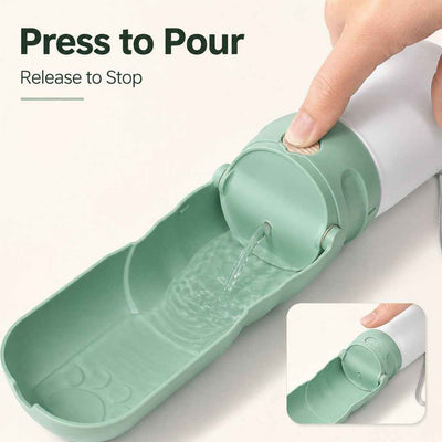 Paws in Awe 2-in-1 Portable Dog Water Bottle with LED Light - 12 fl oz Foldable Bowl for Walks, Hikes & Camping, No Extra Bowl Needed