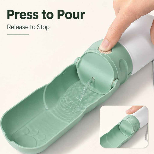 Paws in Awe 2-in-1 Portable Dog Water Bottle with LED Light - 12 fl oz Foldable Bowl for Walks, Hikes & Camping, No Extra Bowl Needed