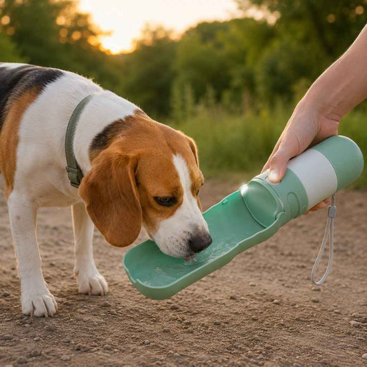 Paws in Awe 2-in-1 Portable Dog Water Bottle with LED Light - 12 fl oz Foldable Bowl for Walks, Hikes & Camping, No Extra Bowl Needed