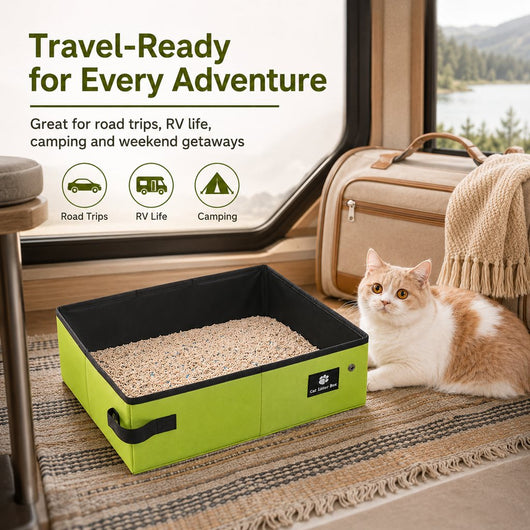 Komavic Travel Cat Litter Box Foldable & Leak-Resistant