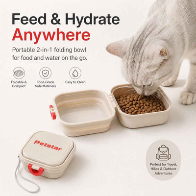 Komavic Portable 2-in-1 Folding Pet Bowl