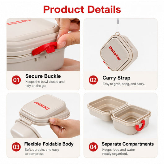 Komavic Portable 2-in-1 Folding Pet Bowl