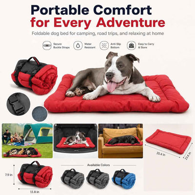 Paws in Awe Portable Outdoor Dog Bed for Camping &Car Travel - Roll-Up Mat for Clean, Comfortable Rest