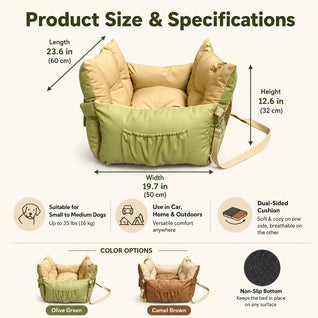 Komavic Portable Dog Car Bed for Travel