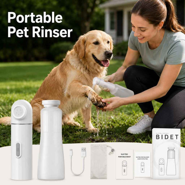 Paws in Awe Portable Pet Rinser for Muddy Paws After Walks - USB-C Rechargeable 2-Mode Dog & Cat Cleaning Sprayer