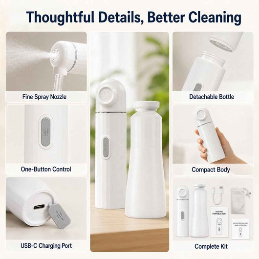 Paws in Awe Portable Pet Rinser for Muddy Paws After Walks - USB-C Rechargeable 2-Mode Dog & Cat Cleaning Sprayer