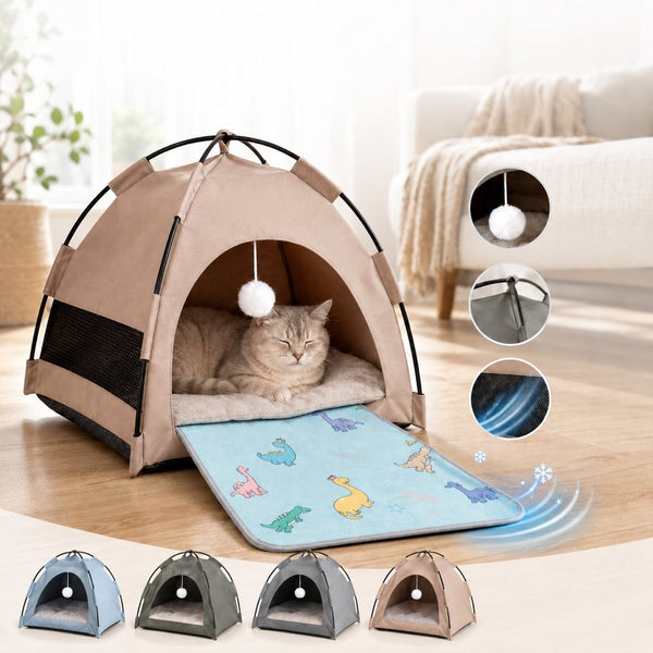 Komavic Pet Tent Bed Foldable with Cooling Mat
