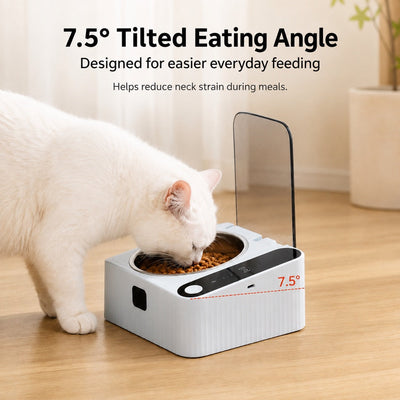 Komavic Smart Motion Sensor Covered Cat Bowl for Cleaner Indoor Feeding - Auto Open Lid Helps Keep Food Covered from Dust, Hair & Flies