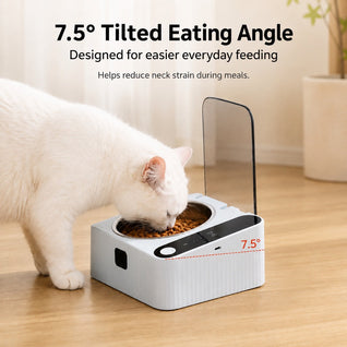 Komavic Smart Motion Sensor Covered Cat Bowl for Cleaner Indoor Feeding - Auto Open Lid Helps Keep Food Covered from Dust, Hair & Flies