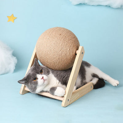 Komavic Sisal Cat Scratching Ball with Wood Stand