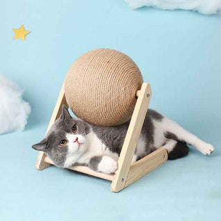 Komavic Sisal Cat Scratching Ball with Wood Stand