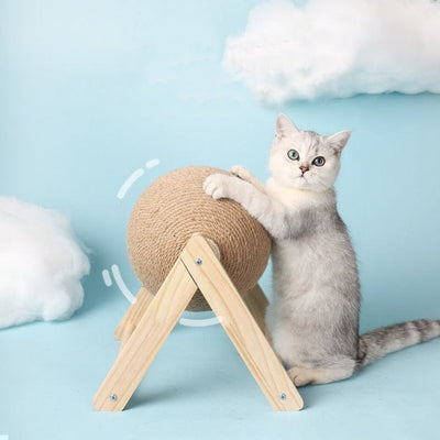 Komavic Sisal Cat Scratching Ball with Wood Stand