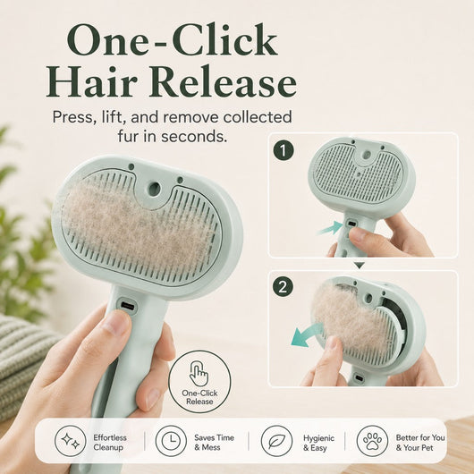 Komavic Pet Spray Grooming Brush for Cats & Dogs - Gentle Mist De-Shedding Comb for Loose Fur, Flying Hair & Daily Coat Care