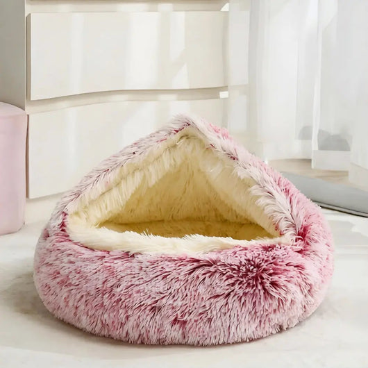 Komavic Plush Hooded Cocoon Pet Bed