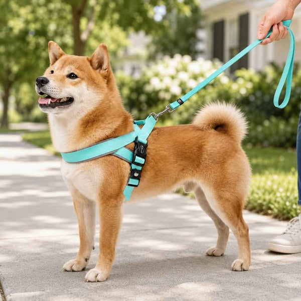 Paws in Awe Quick-Fit Lightweight Dog Harness & Leash Set for Daily Walks - No-Choke Step-In Comfort with Secure Buckle & Back Control Handle