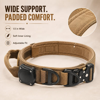 Komavic AirTag Dog Collar, Tactical Dog Collar with Control Handle, Adjustable Collar for Medium & Large Dogs