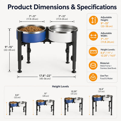 Komavic Adjustable Raised Dog Bowl Stand