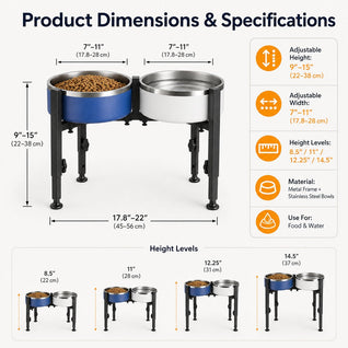 Komavic Adjustable Raised Dog Bowl Stand
