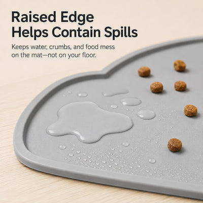 Raised-Edge Silicone Pet Feeding Mat with Spill Control
