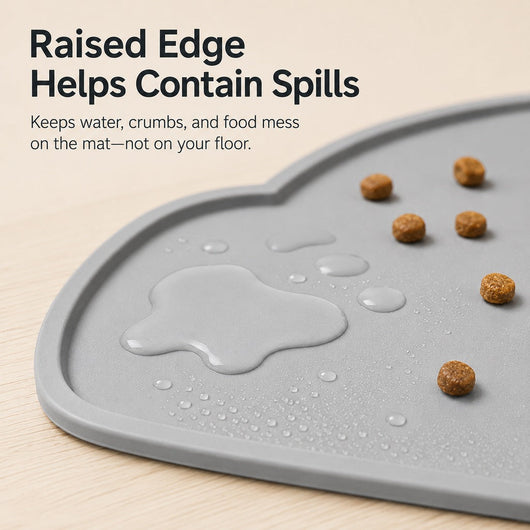 Raised-Edge Silicone Pet Feeding Mat with Spill Control