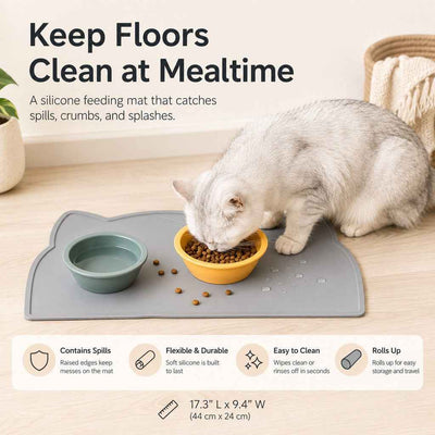 Raised-Edge Silicone Pet Feeding Mat with Spill Control