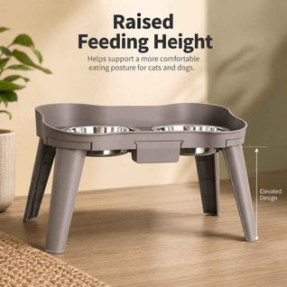 Komavic Elevated Pet Feeder Spill Guard Dual Bowls