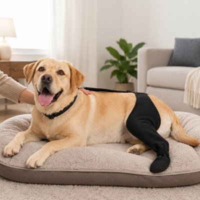Adjustable Dog Rear Leg Recovery Sleeve with Paw Cover