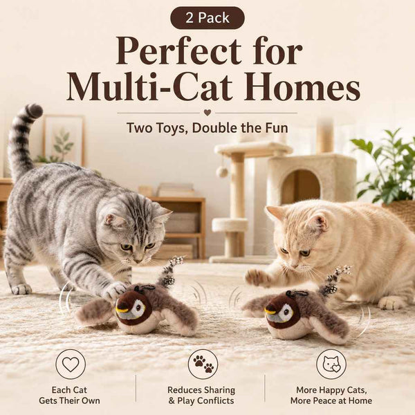 Paws in Awe Rechargeable Interactive Cat Toy - Flapping Bird, Plush Animal & Motion Activated Toys for Indoor Cats