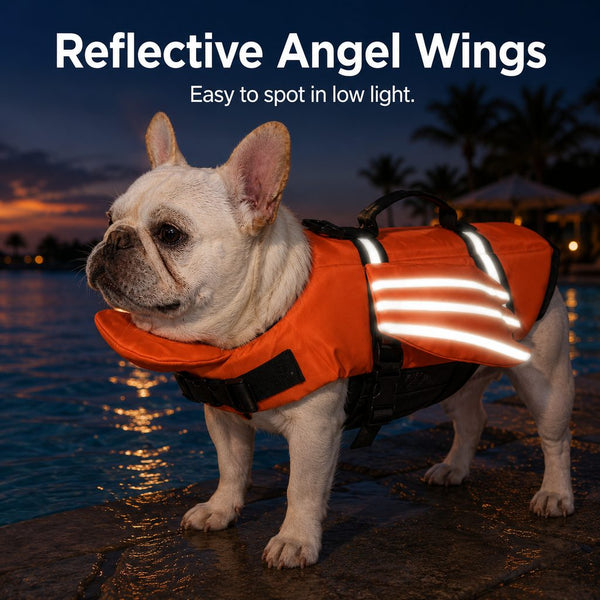 Komavic Dog Life Jacket Chin Float & Reflective Wings