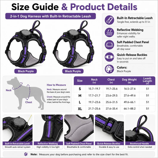 Komavic 2-in-1 Retractable Dog Harness