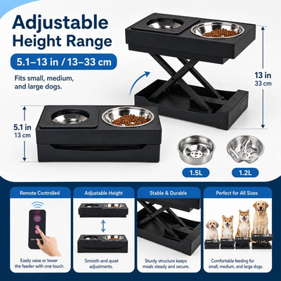 Electric Adjustable Dog Feeding Station with Remote Control