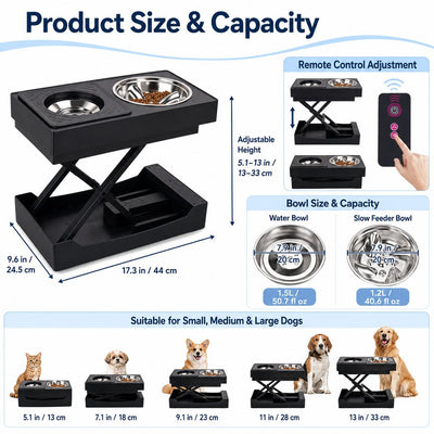 Electric Adjustable Dog Feeding Station with Remote Control