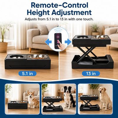 Electric Adjustable Dog Feeding Station with Remote Control