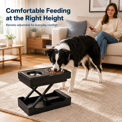 Electric Adjustable Dog Feeding Station with Remote Control