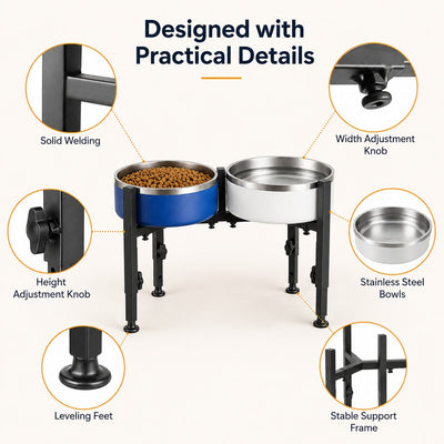 Komavic Adjustable Raised Dog Bowl Stand