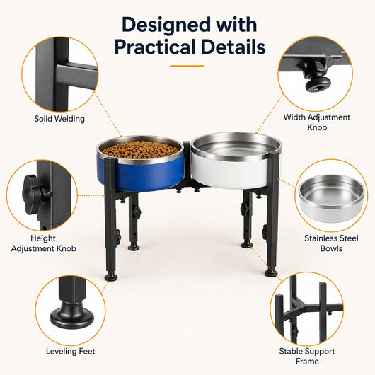 Komavic Adjustable Raised Dog Bowl Stand
