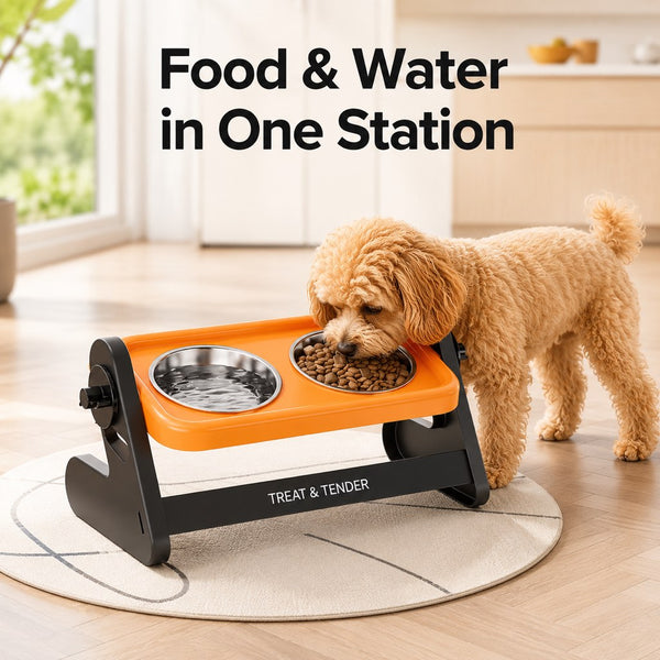 Komavic Elevated Pet Bowls Adjustable Feeding Stand