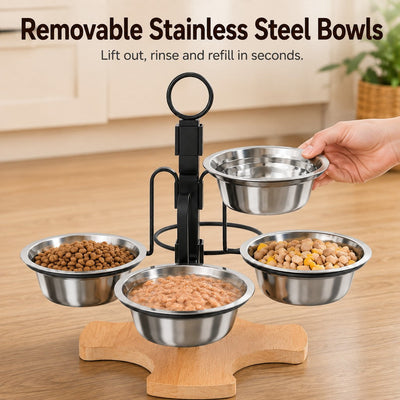 Komavic 4-Bowl Adjustable Elevated Pet Feeder