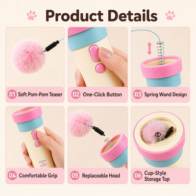 Electric Cat Teaser Launcher with One-Click Launch & Retract