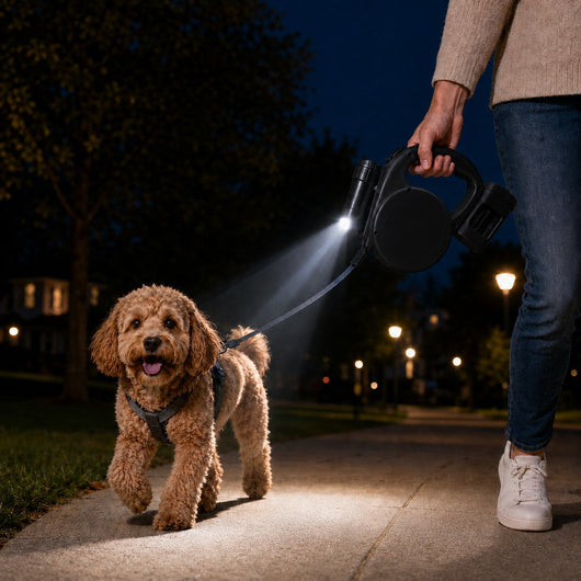Komavic 3-in-1 Retractable Dog Leash for Night Walks