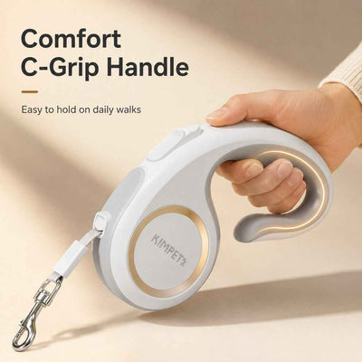 Paws in Awe Retractable Dog Leash for Daily Walks & Park Outings - Tangle-Free 3m/5m Pet Lead with One-Button Brake, Comfort C-Grip & No-Mess Auto-Retract