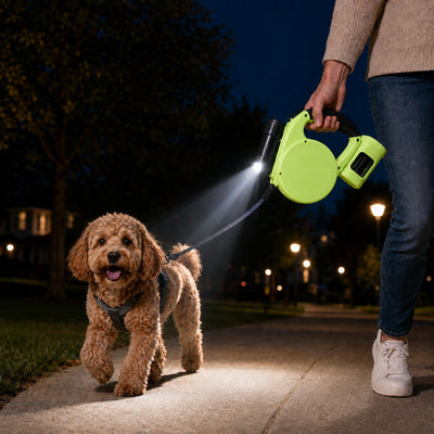 Komavic 3-in-1 Retractable Dog Leash for Night Walks