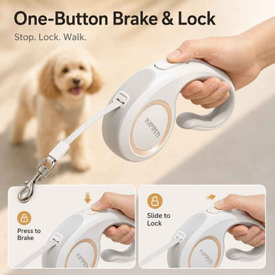 Paws in Awe Retractable Dog Leash for Daily Walks & Park Outings - Tangle-Free 3m/5m Pet Lead with One-Button Brake, Comfort C-Grip & No-Mess Auto-Retract