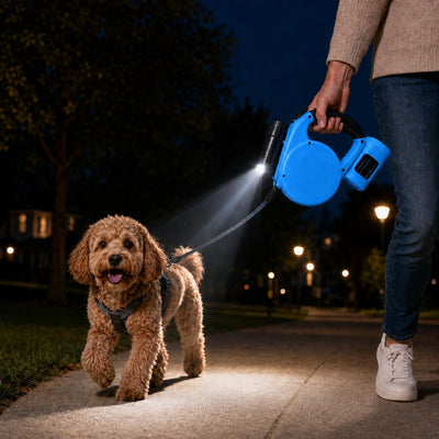 Komavic 3-in-1 Retractable Dog Leash for Night Walks