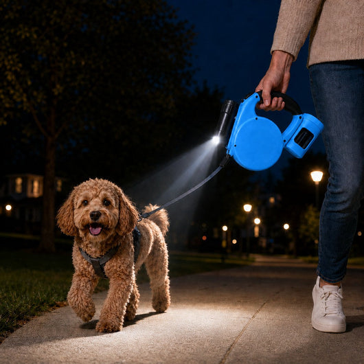 Komavic 3-in-1 Retractable Dog Leash for Night Walks