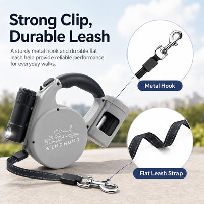 Komavic 3-in-1 Retractable Dog Leash for Night Walks