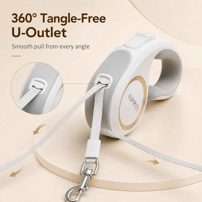 Paws in Awe Retractable Dog Leash for Daily Walks & Park Outings - Tangle-Free 3m/5m Pet Lead with One-Button Brake, Comfort C-Grip & No-Mess Auto-Retract