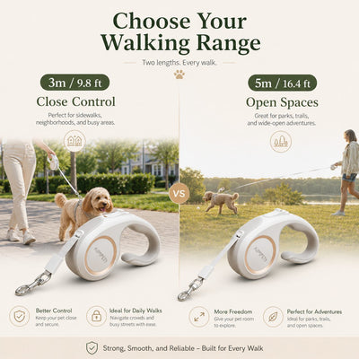 Komavic Retractable Dog Leash for Daily Walks & Park Outings