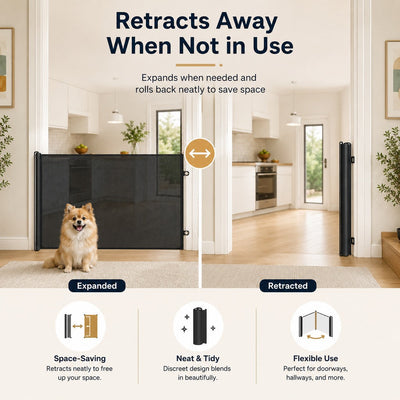 No-Drill Retractable Pet Gate for Doorways