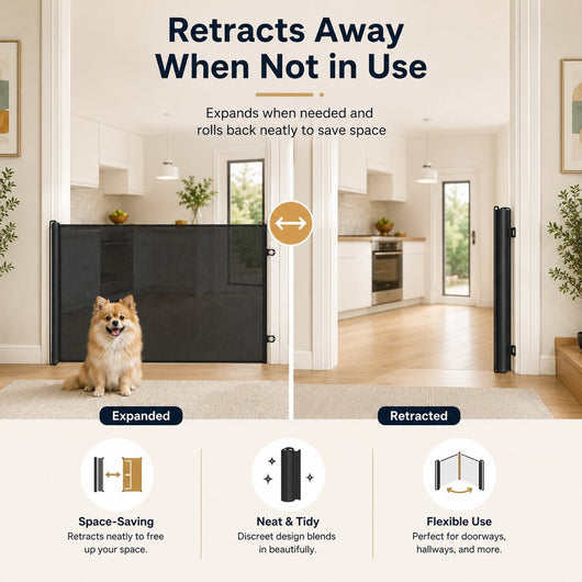 No-Drill Retractable Pet Gate for Doorways